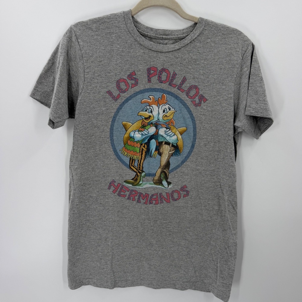 Vintage Breaking Bad Los Pollos Hermanos Graphic T-Shirt Medium Gray TV Show